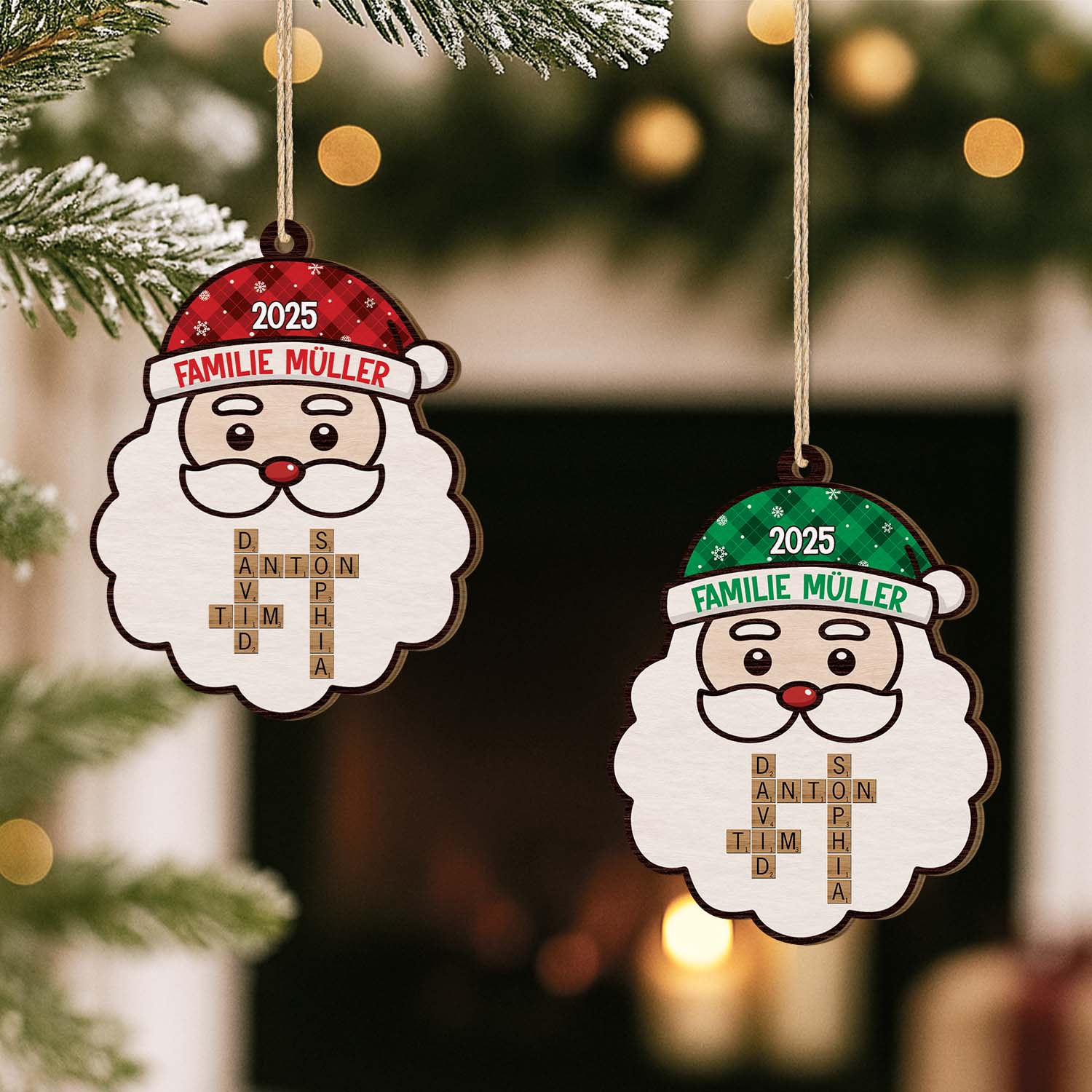 6609OGE2 die familie weihnachtsmann personalisierte kreuzwortratsel 1 schicht holz ornamente 6609OTPMI