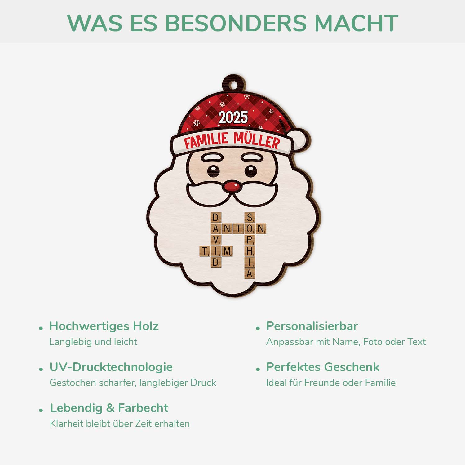 6609OGE4 die familie weihnachtsmann personalisierte kreuzwortratsel 1 schicht holz ornamente 6609OTPMI