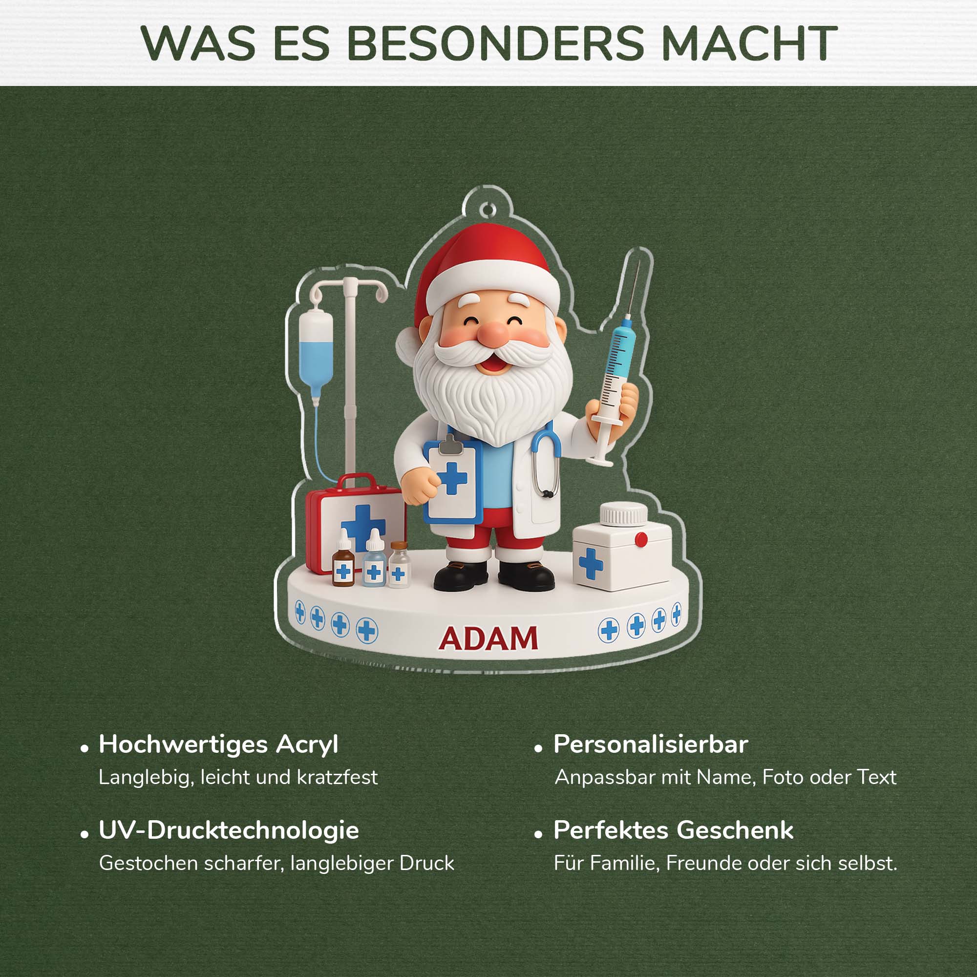 6622OGE4 3d druck effekt arzt arztin acryl weihnachtsschmuck_ personalisiert 6622OKZTB