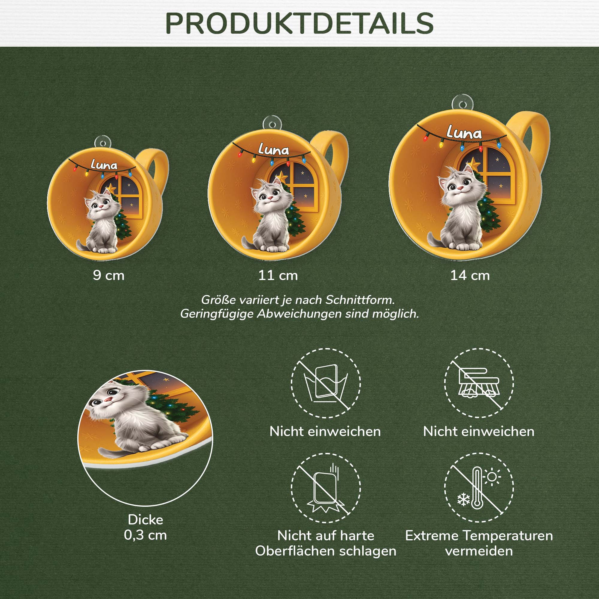 6641OGE3 3d druck effekt schlafende katzen acryl weihnachtsschmuck personalisiert_ 6641O3M5D