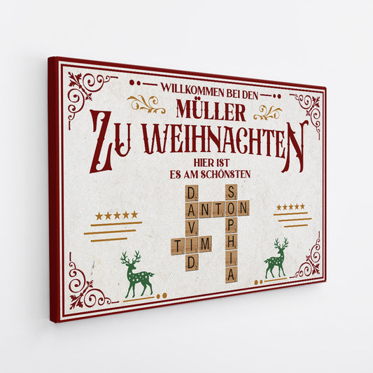 6650CGE2 hier ist es am schonsten weihnachten leinwand kreuzwortratsel personalisiert familie 6650C8ZMI