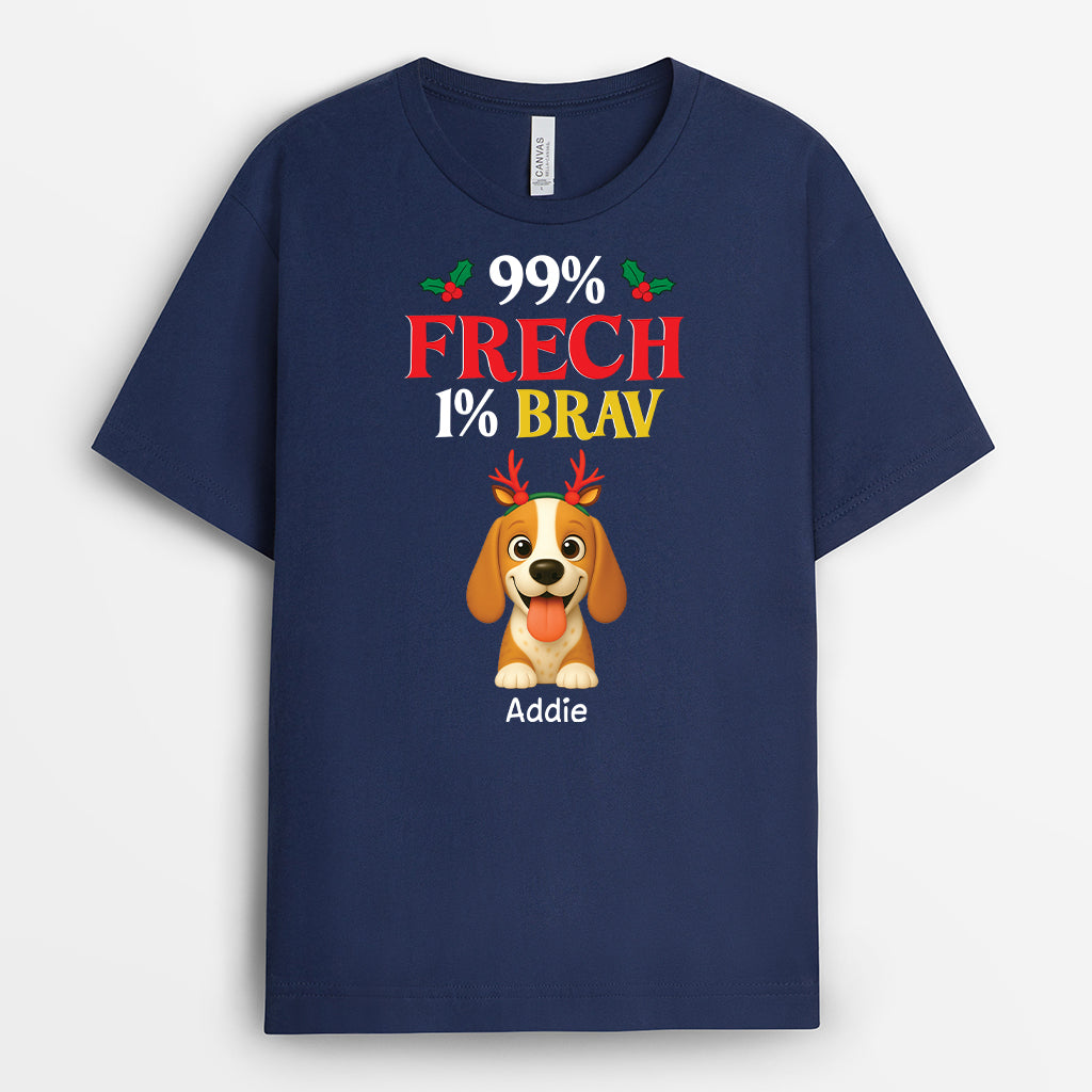 6651AGE2 99 _ frech 1 _ brav weihnachts t shirt hund personalisiert 6651AKXMC