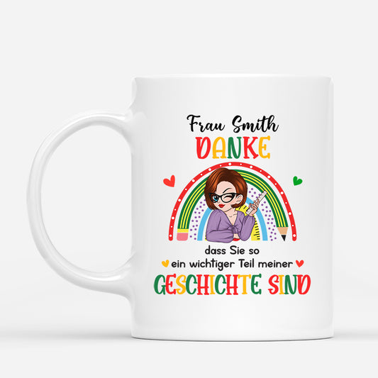 6656MGE1 danke dass sie so ein wichtiger teil meiner geschichte sind personalisierte beste lehrerin tasse 6656MKTMT