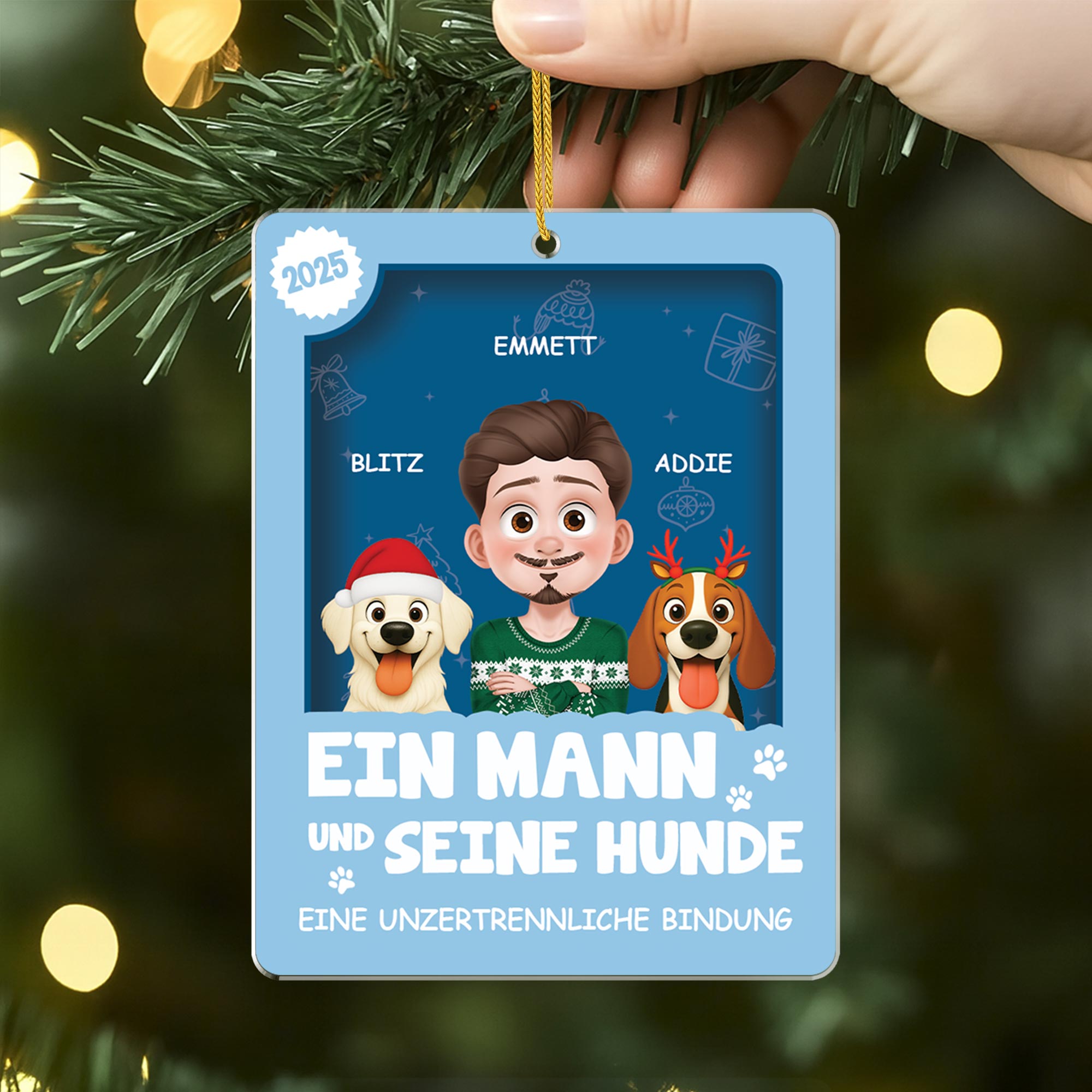 6669OGE2 3d druck effekt ein madchen und ihr hund acryl weihnachtsschmuck personalisiert 6669OKZAC