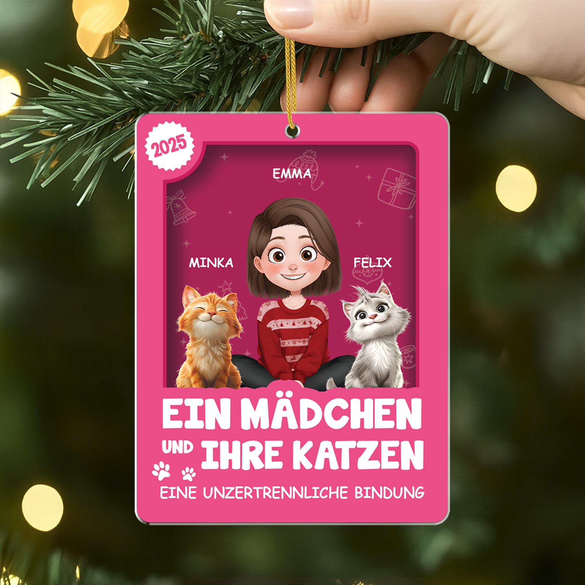 6669OGE2 3d druck effekt ein mann und seine katze acryl weihnachtsschmuck personalisiert 6669OKZAD