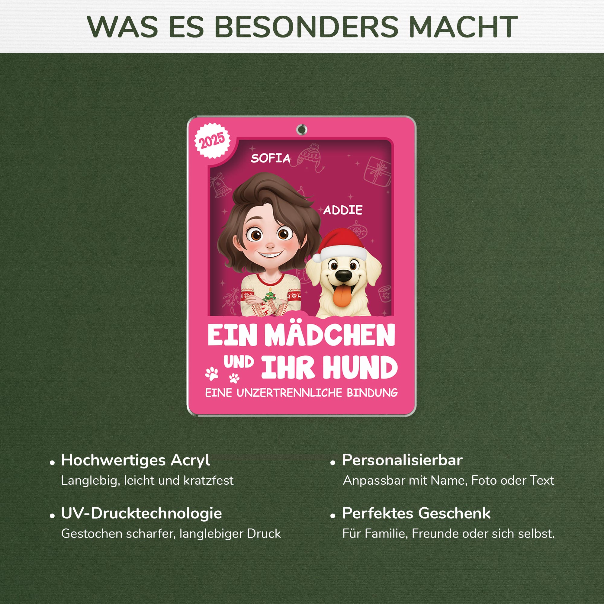 6669OGE4 3d druck effekt ein madchen und ihr hund acryl weihnachtsschmuck personalisiert 6669OKZAC