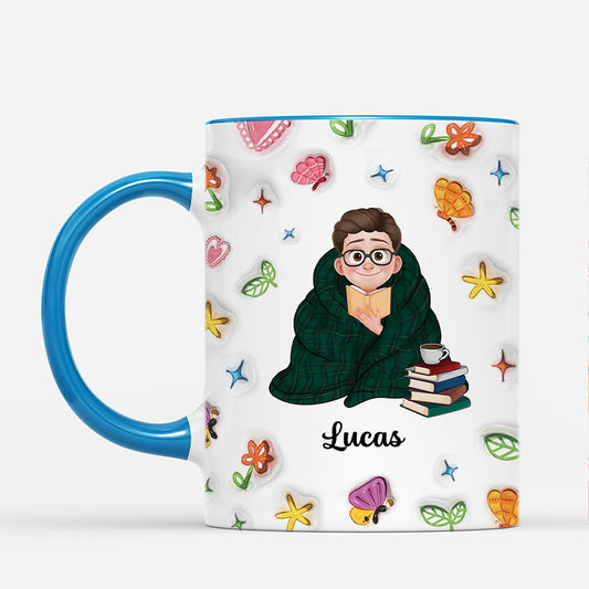 6696MGE2 3d druck effekt einfach ein madchen das bucher liebt personalisierte tasse fur leseratten 6696M3PTA