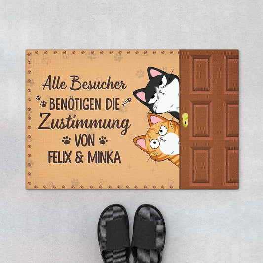 6702DGE1 besucher nur mit genehmigung der katzen fussmatte katzen personalisiert 6702DTM5D