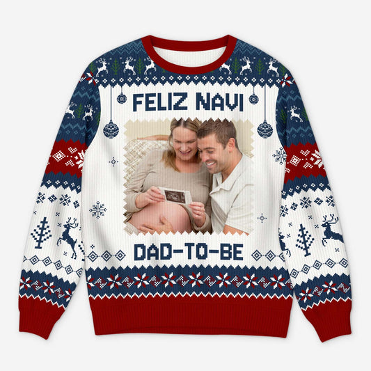 6725WGE1 feliz navi dad to be personalisierter weihnachtspullover_ werdende mama papa mit foto 6725WKZNB
