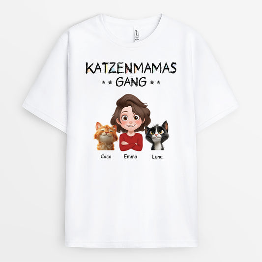 6762AGE1 katzenpapas katzenmamas gang katzen t shirt personalisiert buntstifte cartoon 6762AKT5D