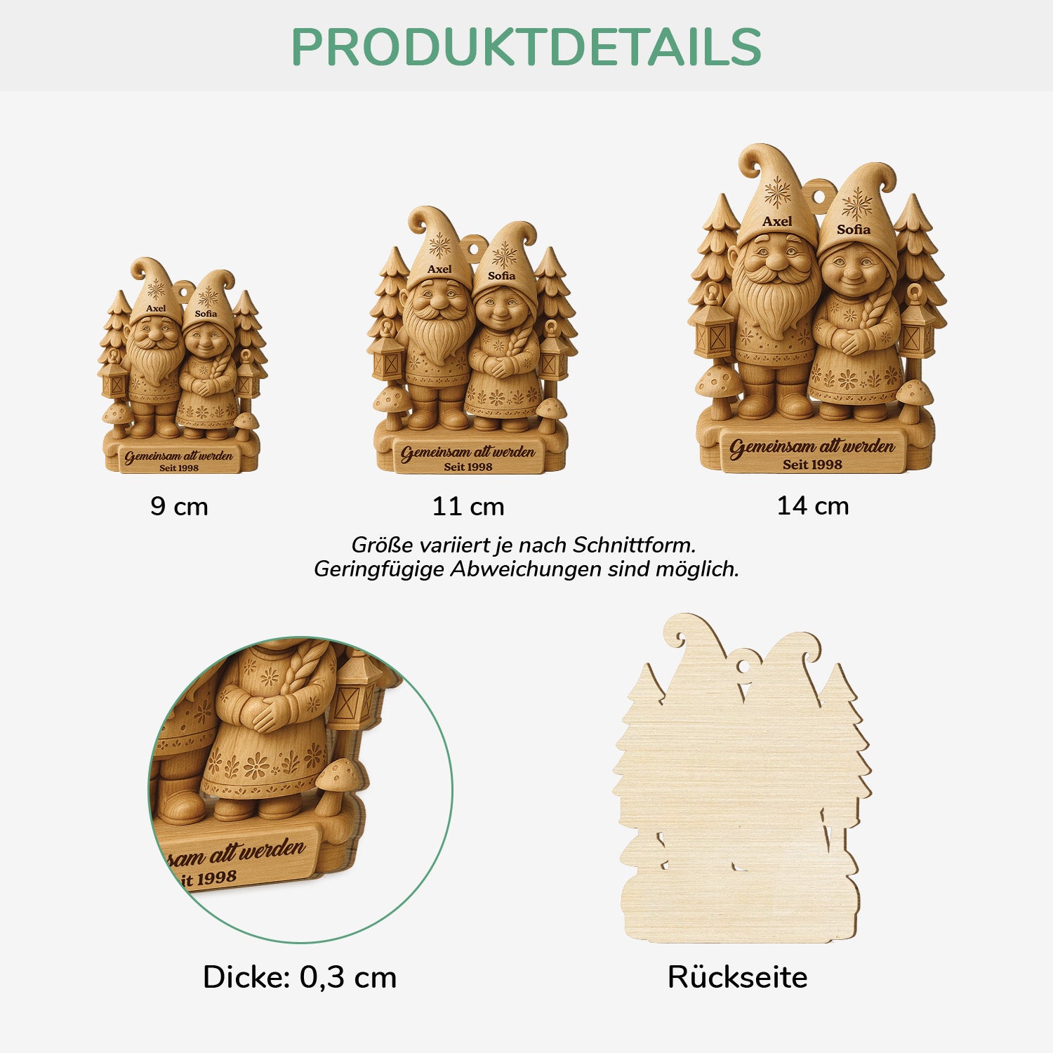 6781OGE3 3d druck effekt gemeinsam alt werden seit personalisierte 1 schicht holz ornamente weihnachten paar gnom 6781O3L5G