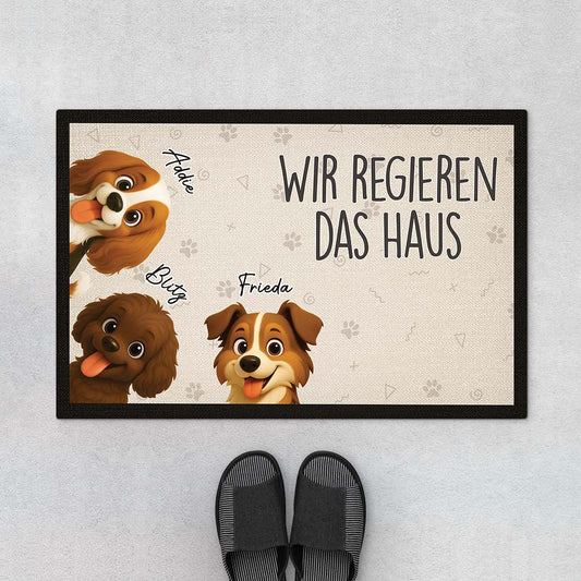 6785DGE1 wir regieren das haus fussmatte personalisiert hund_ 6785DKT5C