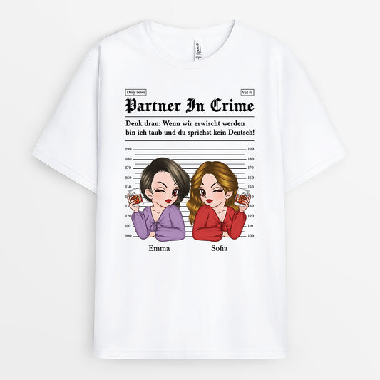 6924AGE1 wenn wir erwischt werden bin ich taub und du sprichst kein deutsch personalisiertes t shirt freundin 6924AKP5A