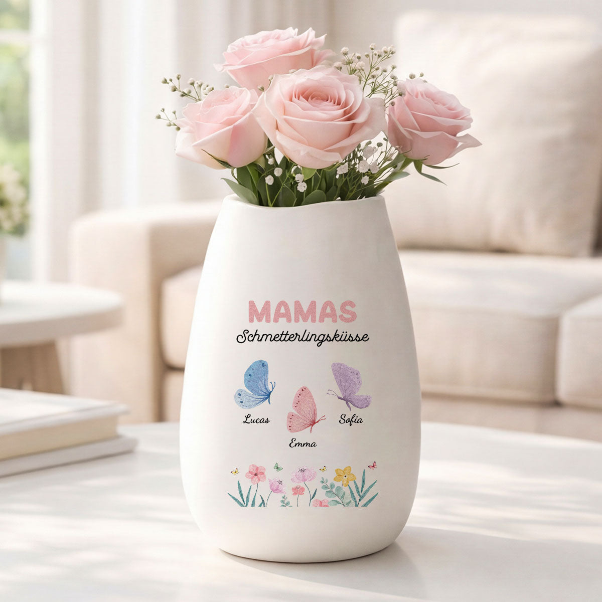 6947AGE2 omas schmetterlingskusse personalisiertes geschenk  blumenvase oma mama 6947aotvta