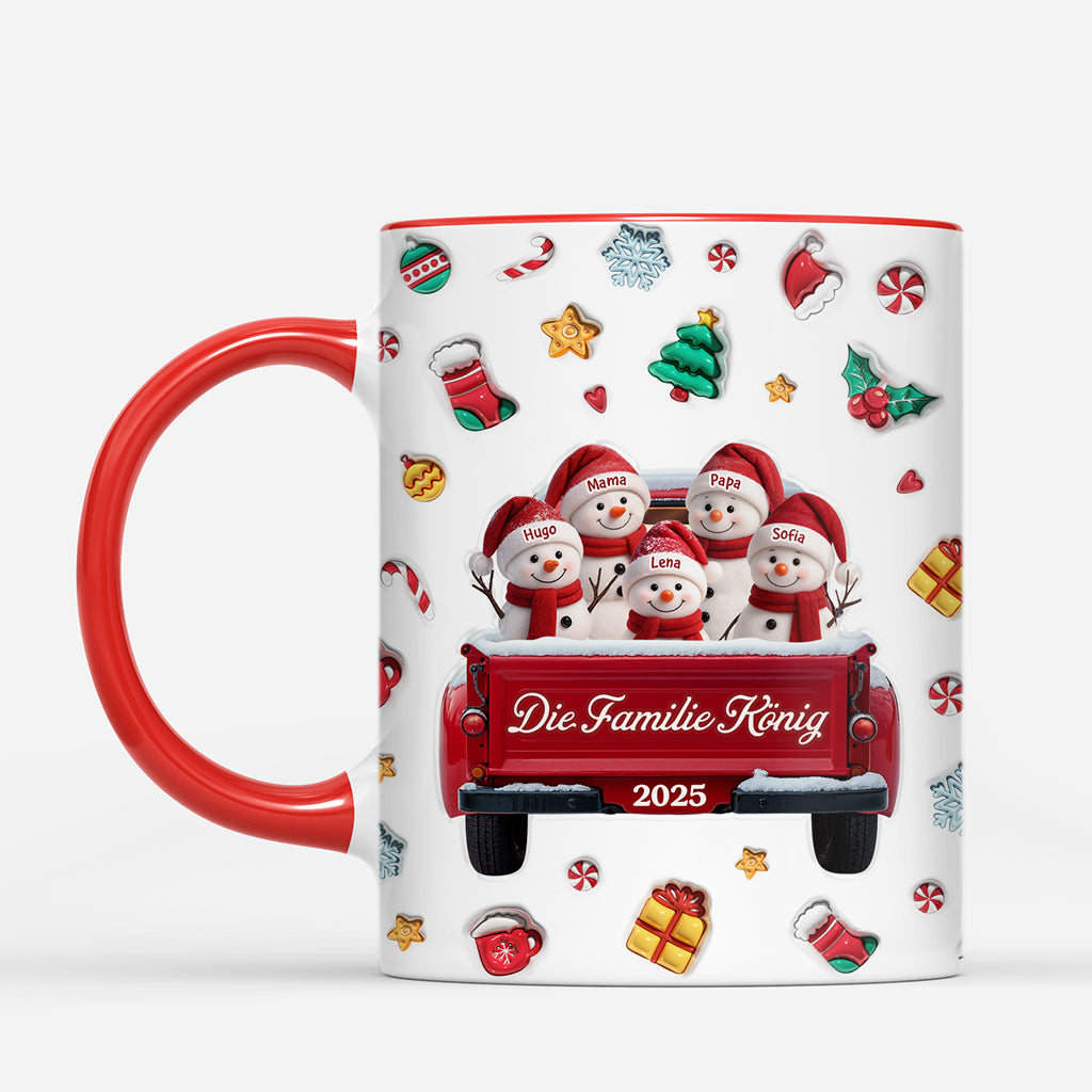 7052MGE1 3d druck effekt schneemann im auto personalisierte weihnachtstasse_ familie 7052M3LZI_1