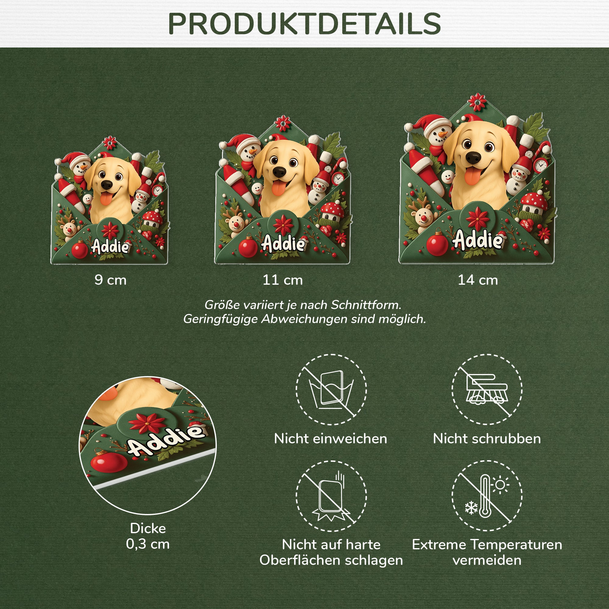 7109OGE3 hunde briefumschlag personalisierter weihnachtsschmuck foto_ acryl 7109OTMNC