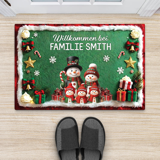 7126DGE2 willkommen bei opa und oma fussmatte personalisiert familie_ schneemann 7126D8PCA