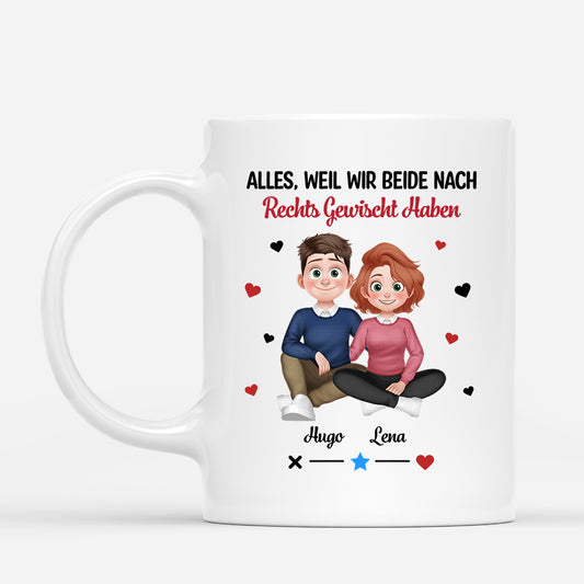 7151MGE1 alles weil wir beide nach rechts gewischt haben paar tassen personalisiert 7151MKQMG