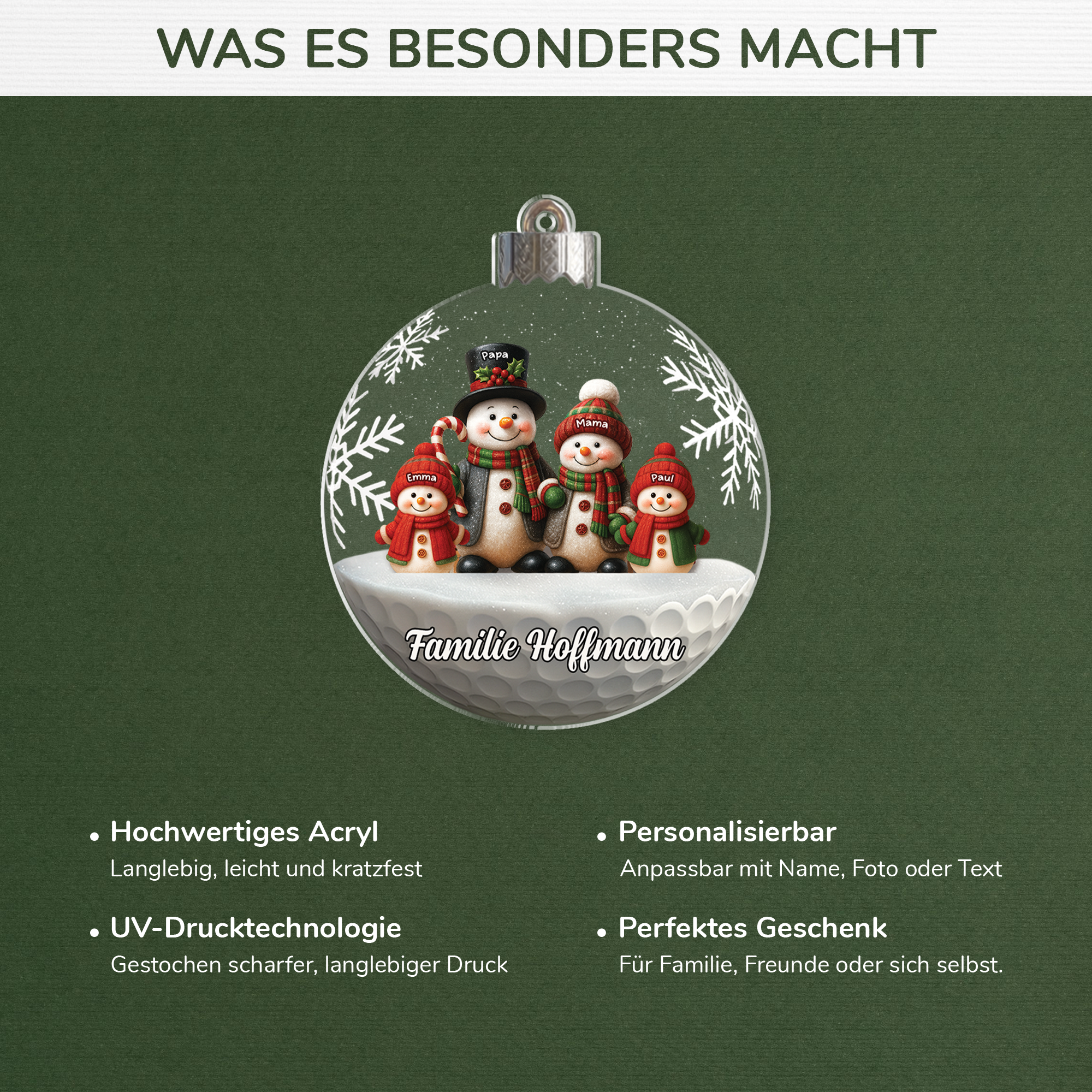 7156OGE4 3d druck effekt schneemann acryl weihnachtsschmuck personalisiert familie schneeflocken 7156OTT5I