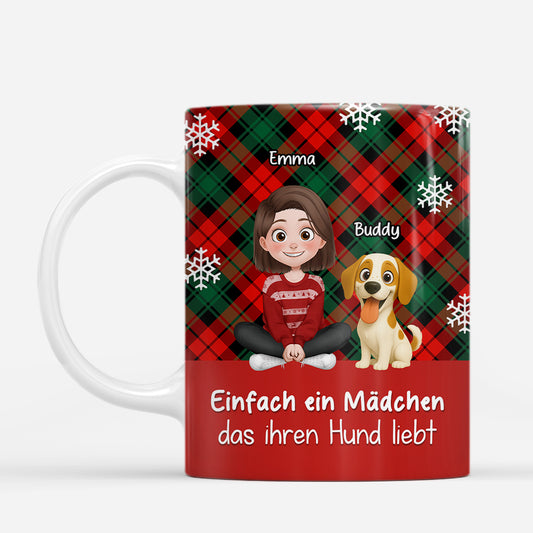 7170MGE1 einfach ein madchen das ihren hund liebt weihnachtstasse personalisiert 7170MKPCC
