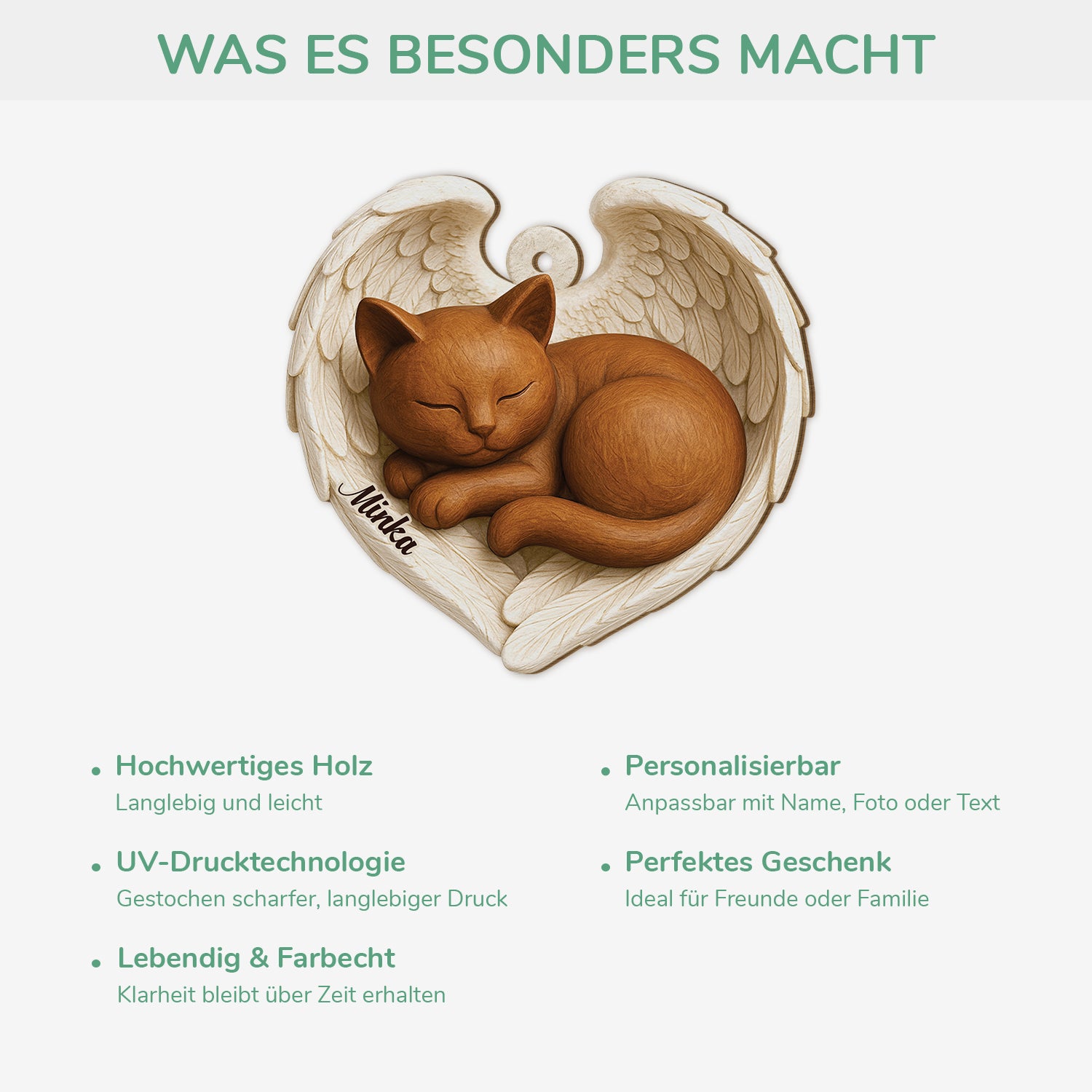 7173OGE4 3d druck effekt schlafender engel katze mit flugeln personalisierte 1 schicht holz ornamente zur erinnerung 7173O3ZZD