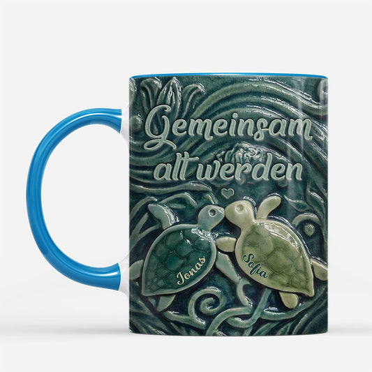7224MGE2 3d druck effekt gemeinsam alt werden paar tassen personalisiert schildkroten 7224M8PTG