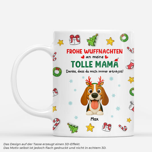 7278MGE1 3d druck effekt frohe wuffnachten an meine tolle mama hunde weihnachtstasse personalisiert 7278MKZ5C