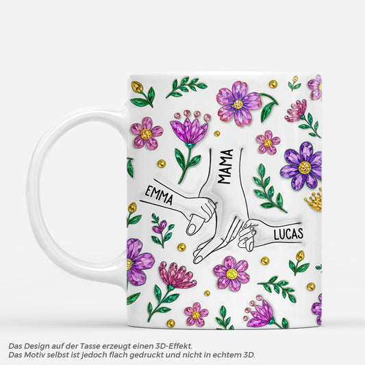 7305MGE1 3d druck effekt hand in hand glitzersteine lila blumen mama oma tasse personalisiert 7305M6TTA_af7194e9 f658 4197 9dc9 c91576c4ef2b