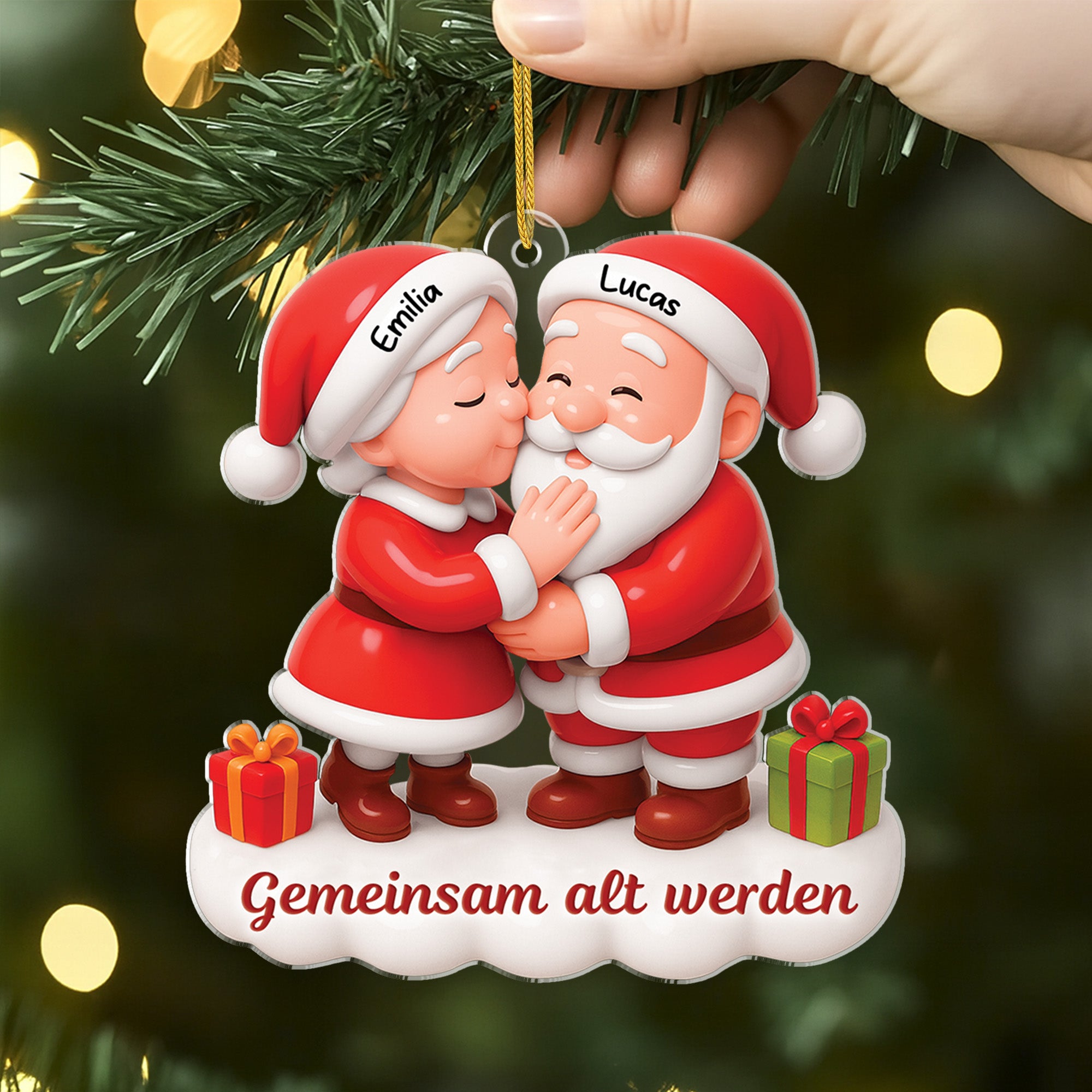7315OGE2 3d druck effekt gemeinsam alt werden seit acryl weihnachtsschmuck personalisiert paar kuss weihnachtsmann_ 7315O3Q5G