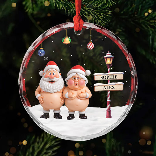 7348OGE1 namensschilder lustiger glas weihnachtsschmuck personalisiert_ paar 7348O