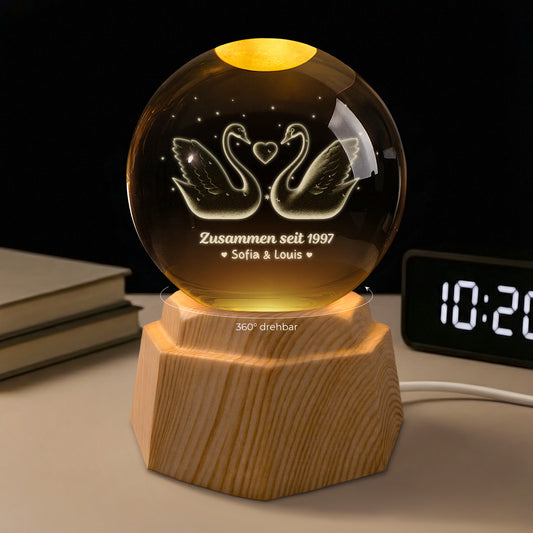7366LGE1 zusammen seit schwane paar 3d kristallkugel personalisiert 7366L8PCG