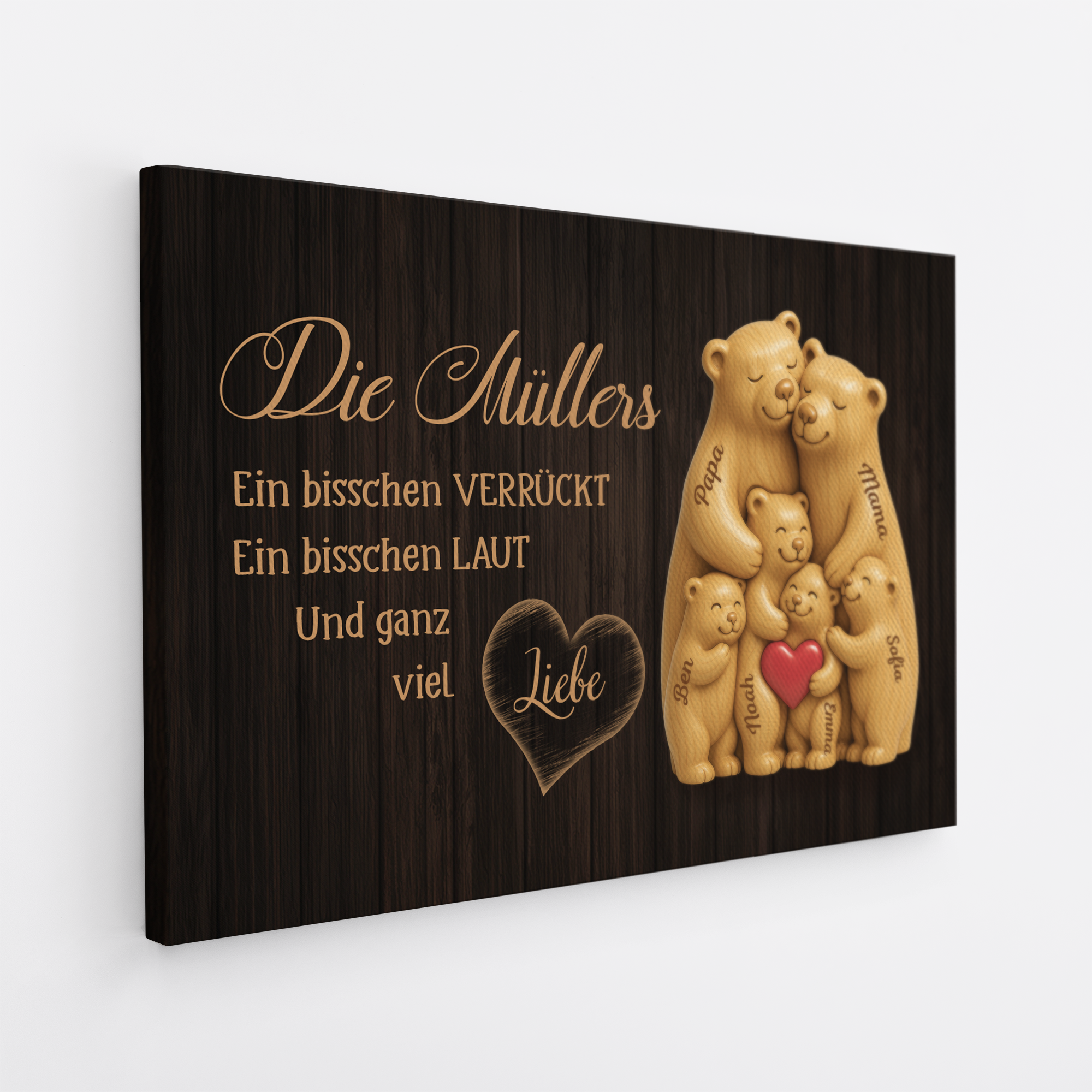 7468CGE2 etwas verruckt etwas laut und ganz viel liebe_ personalisierte leinwand familie bar 7468C6T5I