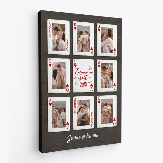 7566CGE2 gluck in der liebe personalisierte leinwand paar foto spielkarte 7566CCPNG