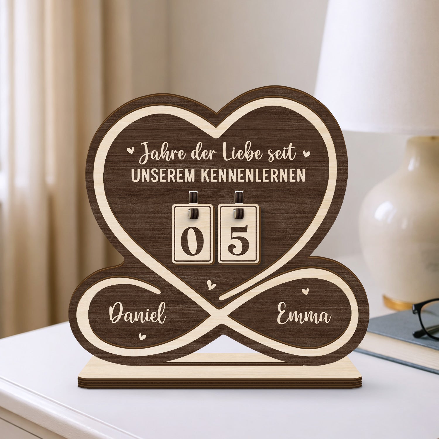 7586QGE2 tage des glucks seit es uns gibt personalisierte holz zahler plakette paar 7586QTHAG