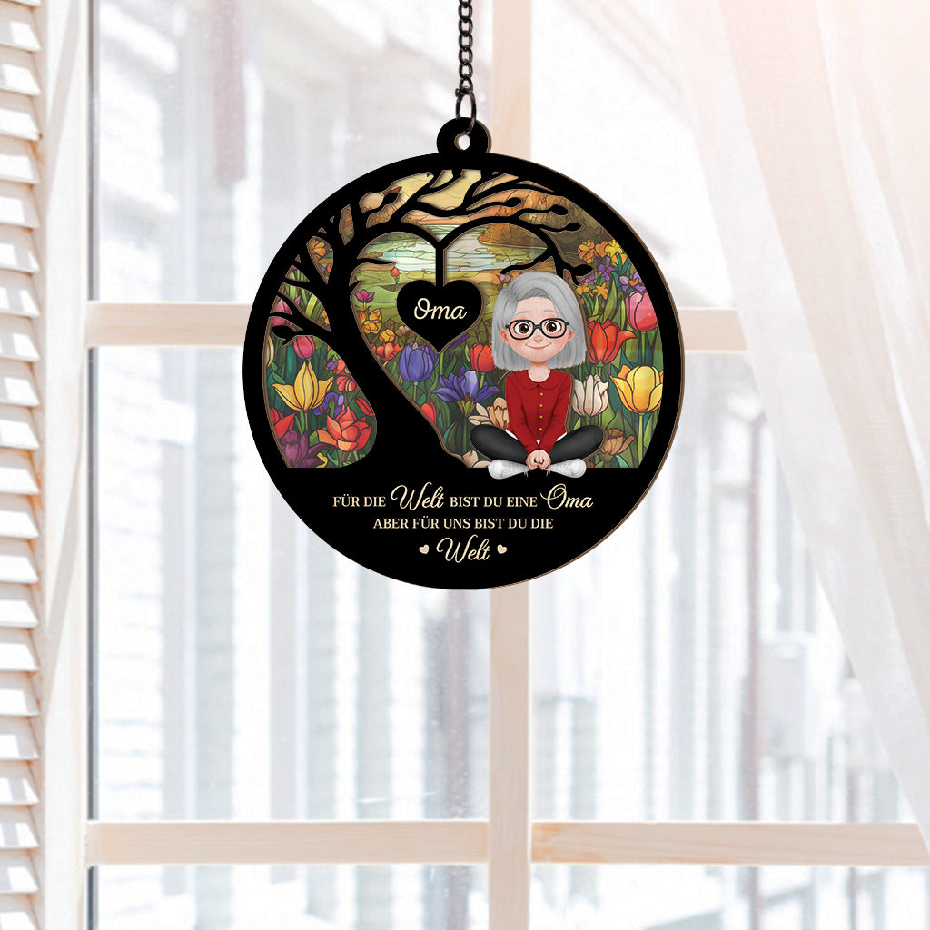 7652UGE2 fur die welt bist du ein opa fur uns bist du die welt personalisiertes geschenk  acryl sonnenfanger omaopa 7652u8pzb