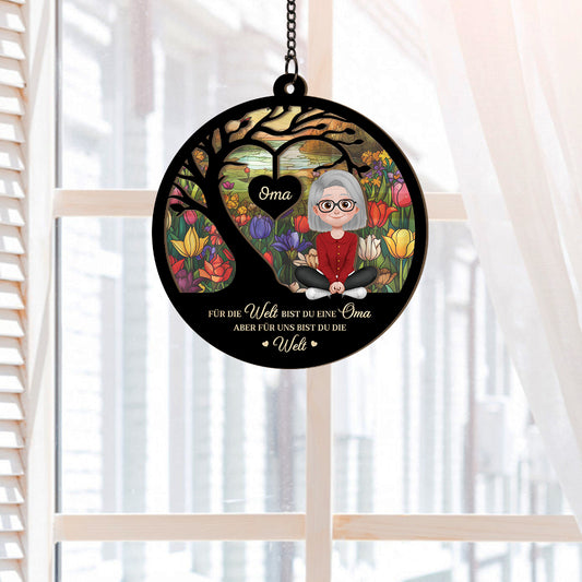7652UGE2 fur die welt bist du ein opa fur uns bist du die welt personalisiertes geschenk  acryl sonnenfanger omaopa 7652u8pzb