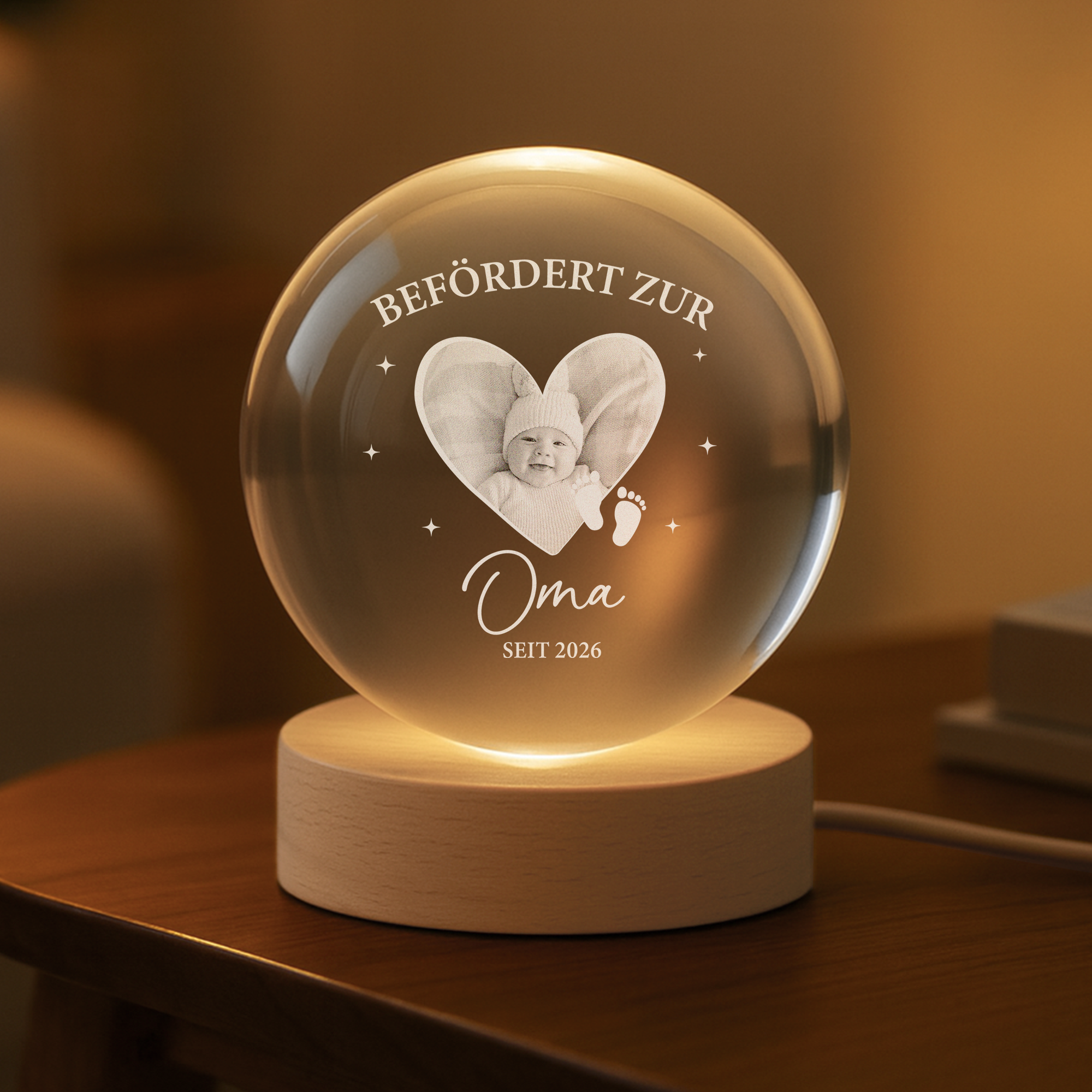 7690LGE2 befordert zur oma personalisierte geschenke oma  kristallkugel ultraschallfoto 7690ltfca