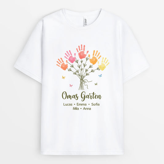 7719AGE1 omas garten handabdruck personalisiertes geschenk  mama  oma t shirt 7719a8lca