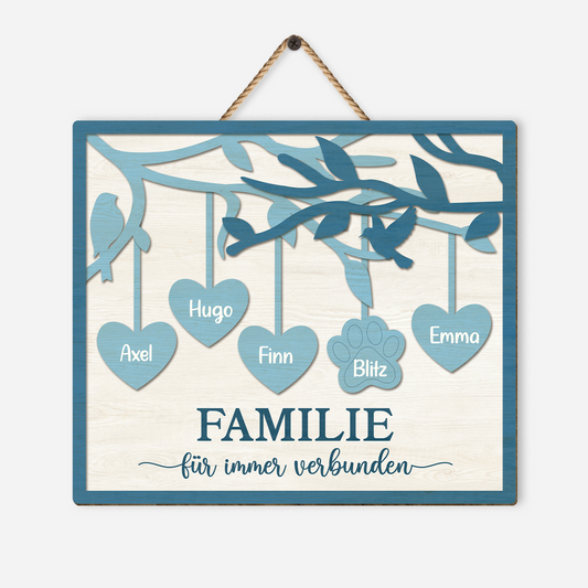 7739QGE2 die liebe einer familie wahrt ewig personalisierte geschenke familie  holzschild mit hund  katze 7739q3tai