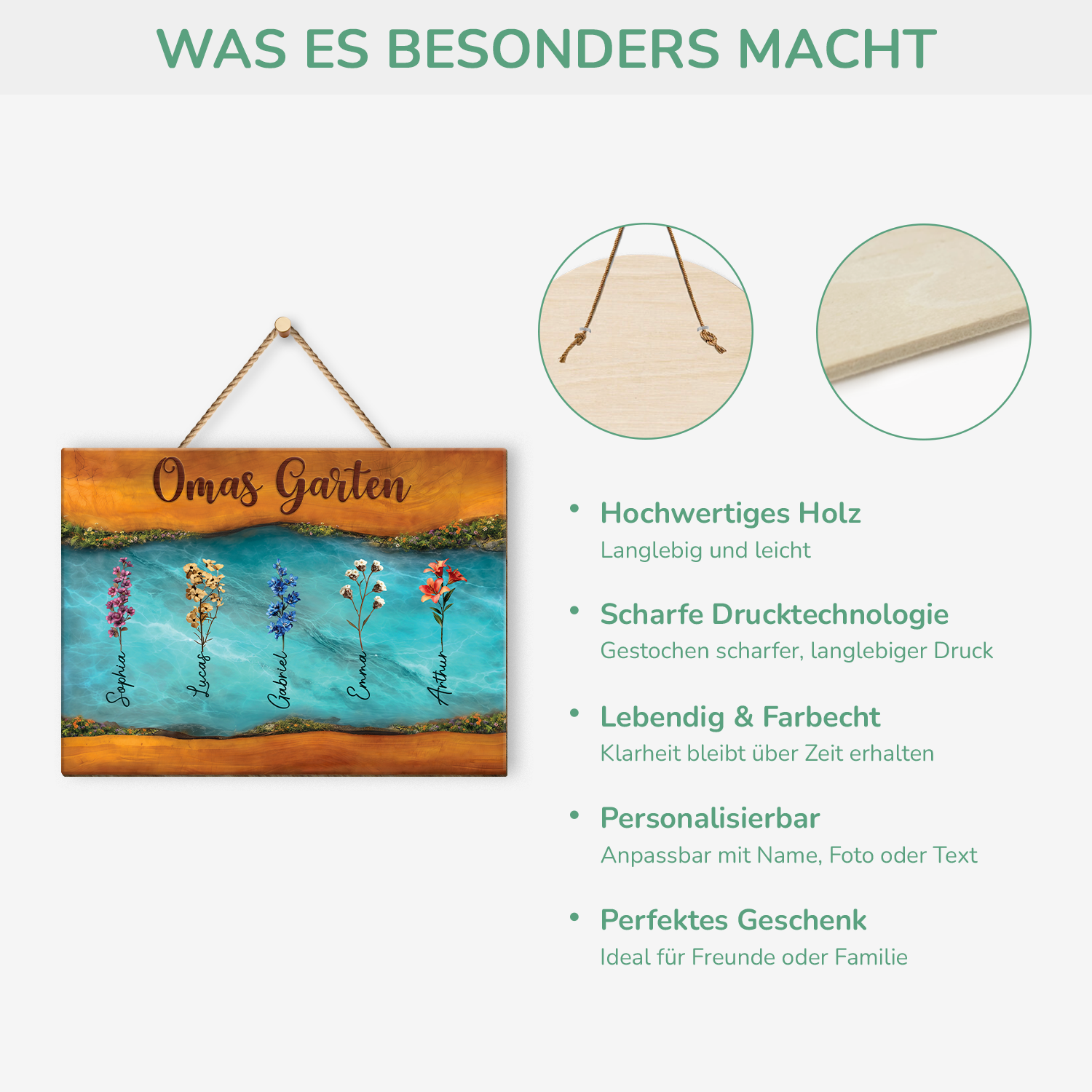 7749QGE4 3d druck effekt omas garten personalisiertes geschenk  holzschild mamaoma 7749q3hma