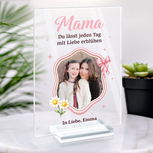 7786RGE2 du lasst jeden tag mit liebe erbluhen personalisierte geschenke foto  acryl aufsteller mit stander omamama 7786r8pta