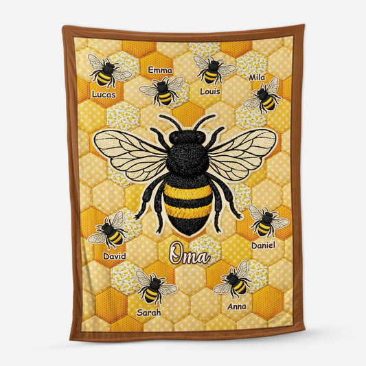 7793BGE1 3d druck effekt mama  kinder bienen personalisiertes geschenk  kuscheldecke mamaoma 7793bsqwa