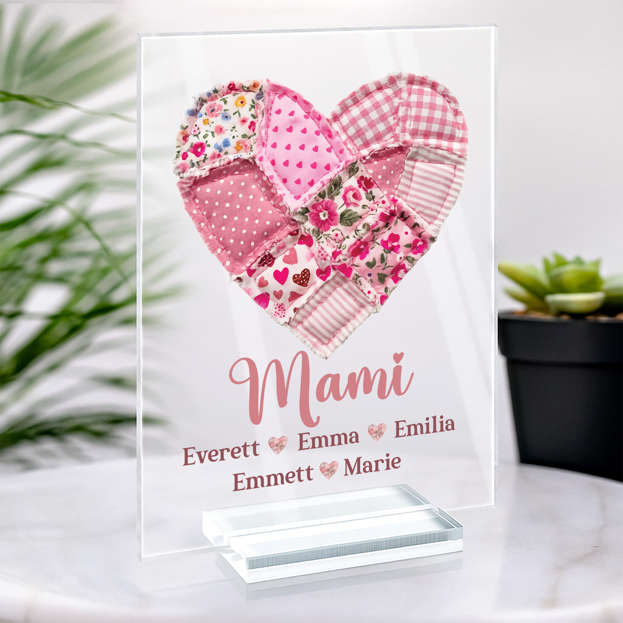 7809RGE2 oma  enkelkinder patchwork personalisiertes geschenk  acryl aufsteller mit stander omamama 7809r8fca