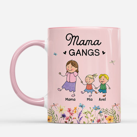 7810MGE1 mamas gang blumen  strichmannchen personalisiertes geschenk  mama  papa tasse 7810m3paa