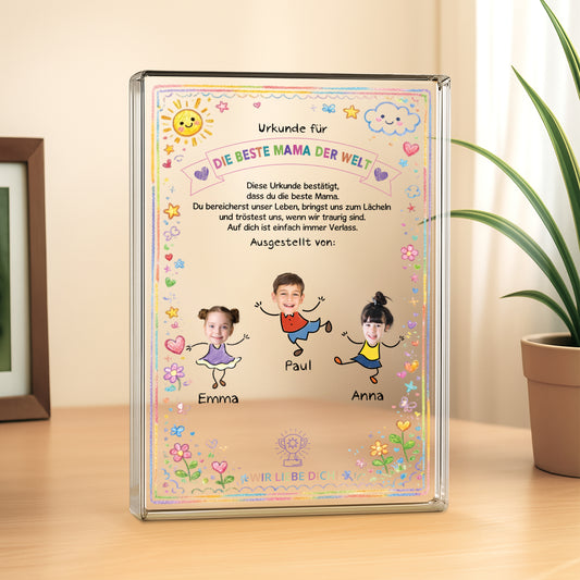 7831RGE2 urkunde fur die beste mama der welt personalisierte geschenke foto  rechteck acryl aufsteller mamaoma 7831rsyca