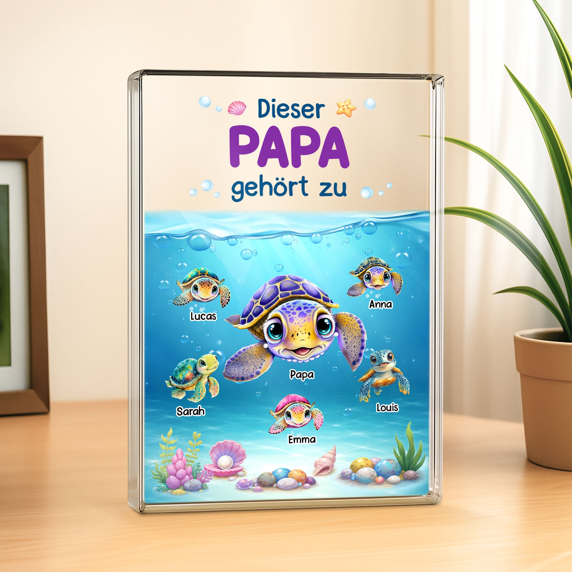7837RGE1 diese mama gehort zu personalisiertes geschenk  rechteck acryl aufsteller mamapapa schildkroten 7837r6vwa_2