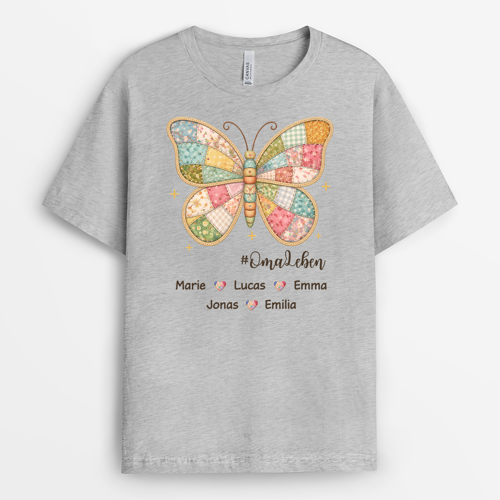 7842AGE2 liebe _omaleben schmetterling patchwork personalisiertes geschenk  oma  mama t shirt 7842a6fna