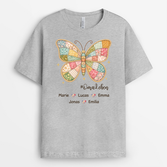 7842AGE2 liebe _omaleben schmetterling patchwork personalisiertes geschenk  oma  mama t shirt 7842a6fna