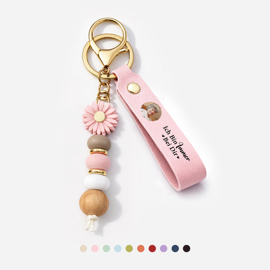 7853MGE1 ich bin immer bei dir personalisierte trauergeschenke  uv druck daisy schlusselanhanger perlen foto fraumann 7853mj3qca