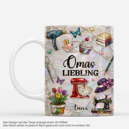 7887MGE1 3d druck effekt omas liebling personalisiertes geschenk  oma  mama tasse nahen 7887mttza
